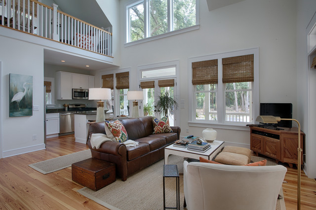 An interior shot, showcasing the living room of the custom farmhouse.