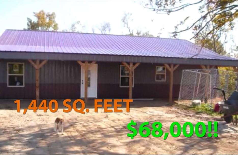 Image of the 1,440 Sq. Feet Metal Pole Barn with text "1,440 SQ. FEET $68,000!!'.