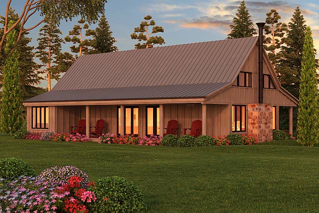 Angled rear-left view of the Minimalist Farmhouse Bachelor Pad.