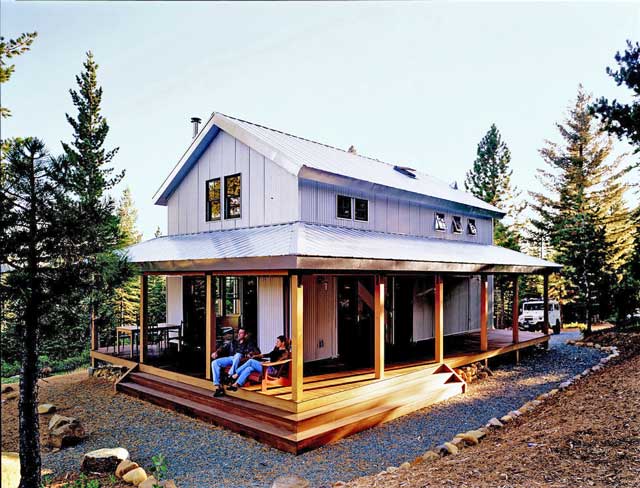 Cosy Metal Building Cabin w/ Wrap Around Porch (HQ Plans ...