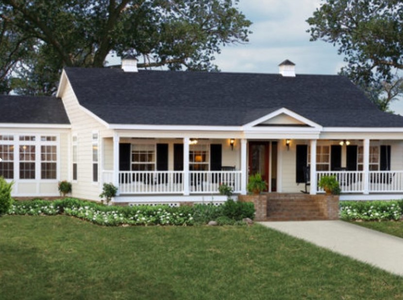 Traditional farmhouse look prefabricated home built by Modular Homes of America