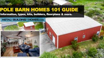 red pole barn home with an interior picture