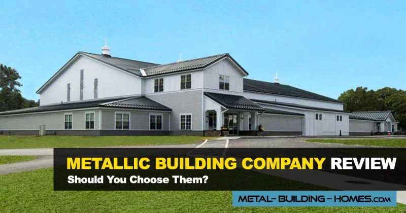 Grey colossal metal building home manufactured by Metallic Building Company
