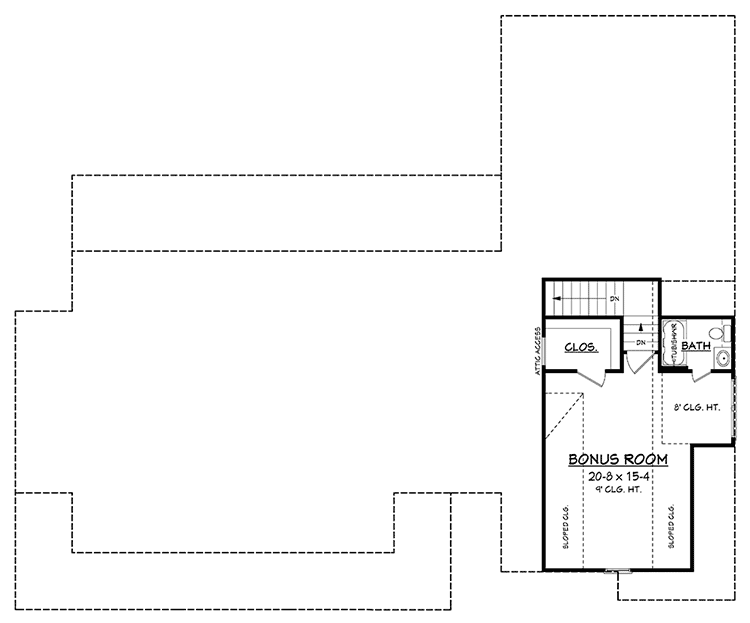 Bonus room floor plan with a bonus room, walk-in closet and a bathroom.