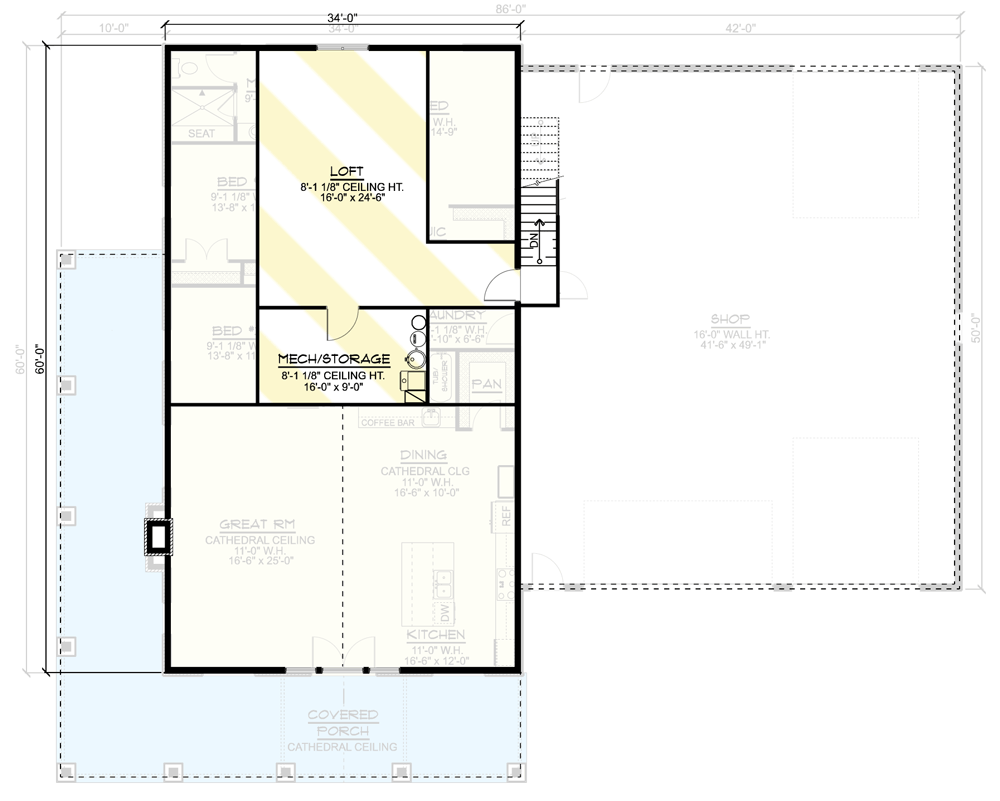 Optional Bonus Floor with loft room and merch/storage room.