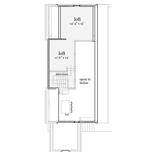 Second-floor plan with two lofts