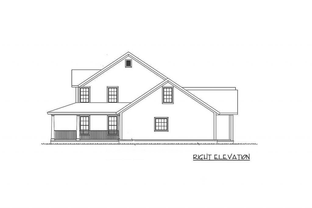 Right elevation sketch of the Modern Farmhouse