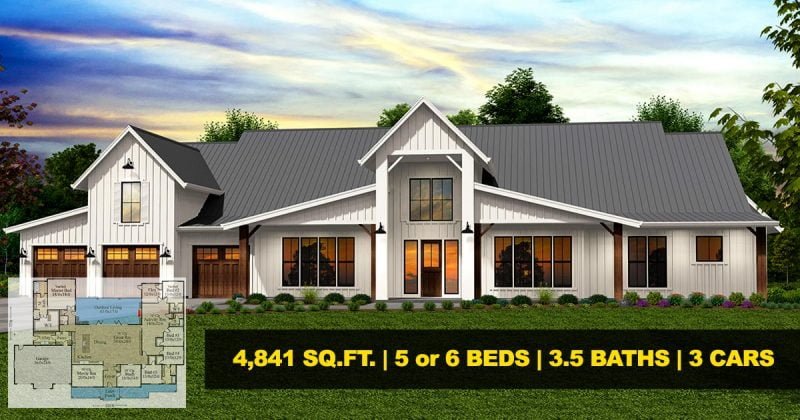Front view of the house showcasing entry porch and the 3 car garage on the left