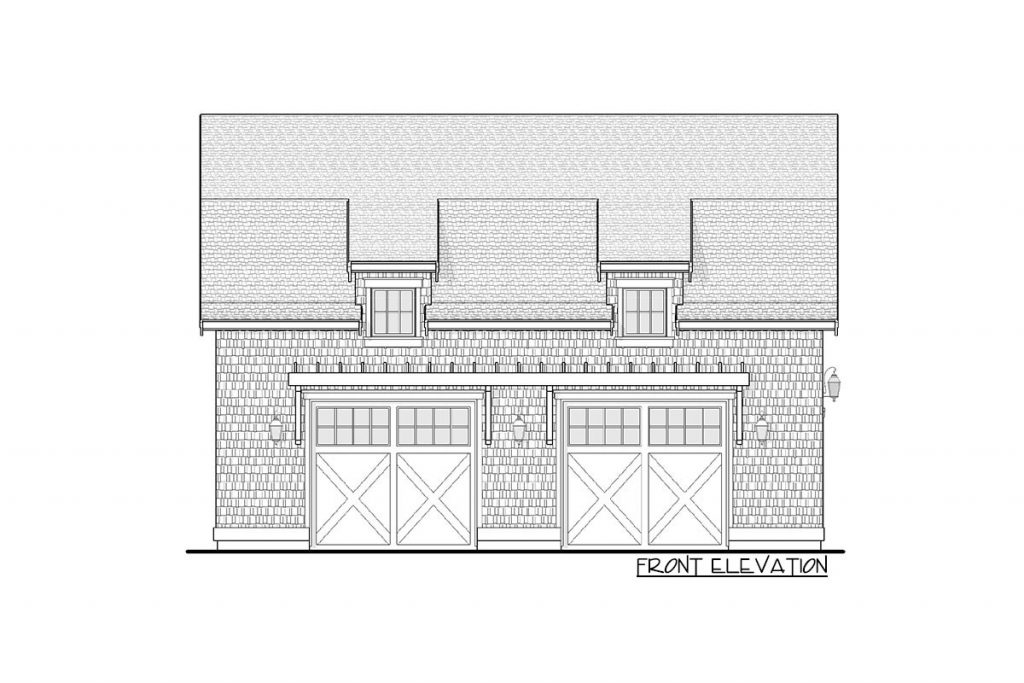 Front elevation sketch of the 2-Storey Flexible Garage.