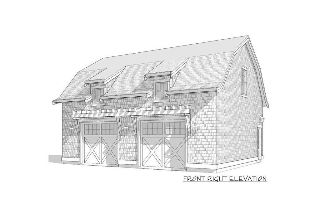 Front-right elevation sketch of the 2-Storey Flexible Garage.
