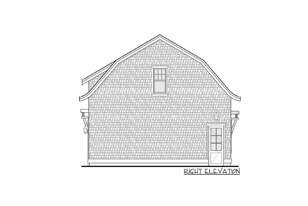 Right elevation sketch of the 2-Storey Flexible Garage.