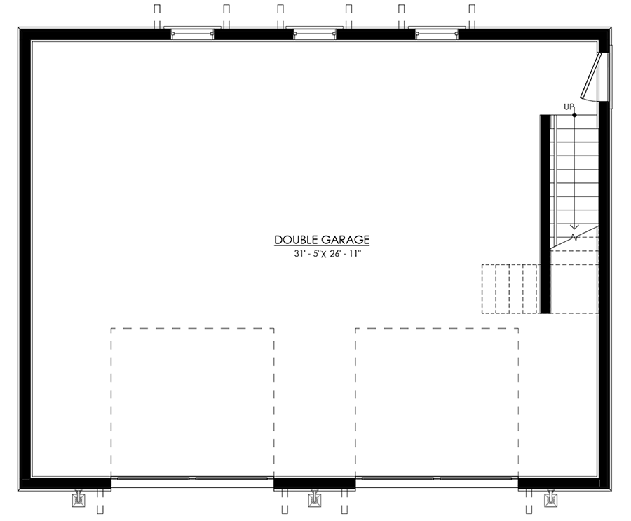 First level floor plan of the 2-Storey Flexible Garage.