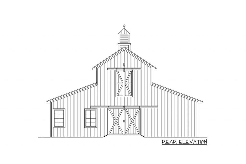 Rear Elevation sketch of the Rustic Country House