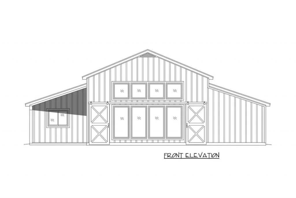 Front elevation sketch of the 2,534 sq. ft. Grand Barndominium.
