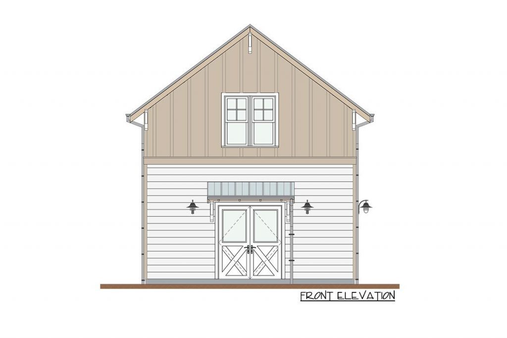 Front elevation sketch of the Wheelchair Accessible Cozy Cottage.