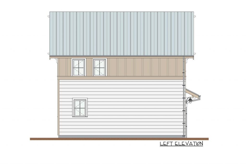 Left elevation sketch of the Wheelchair Accessible Cozy Cottage.