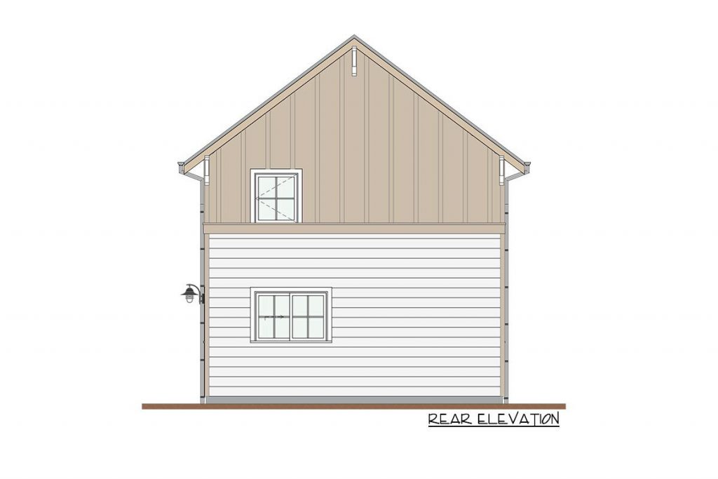 Rear elevation sketch of the Wheelchair Accessible Cozy Cottage.