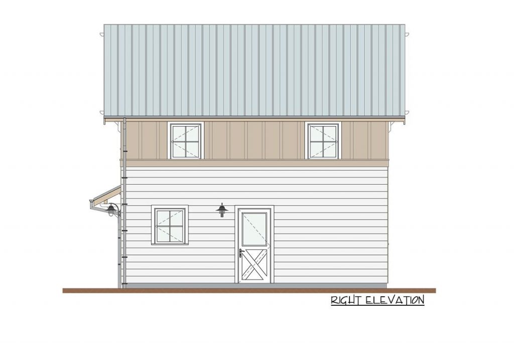 Right elevation sketch of the Wheelchair Accessible Cozy Cottage.