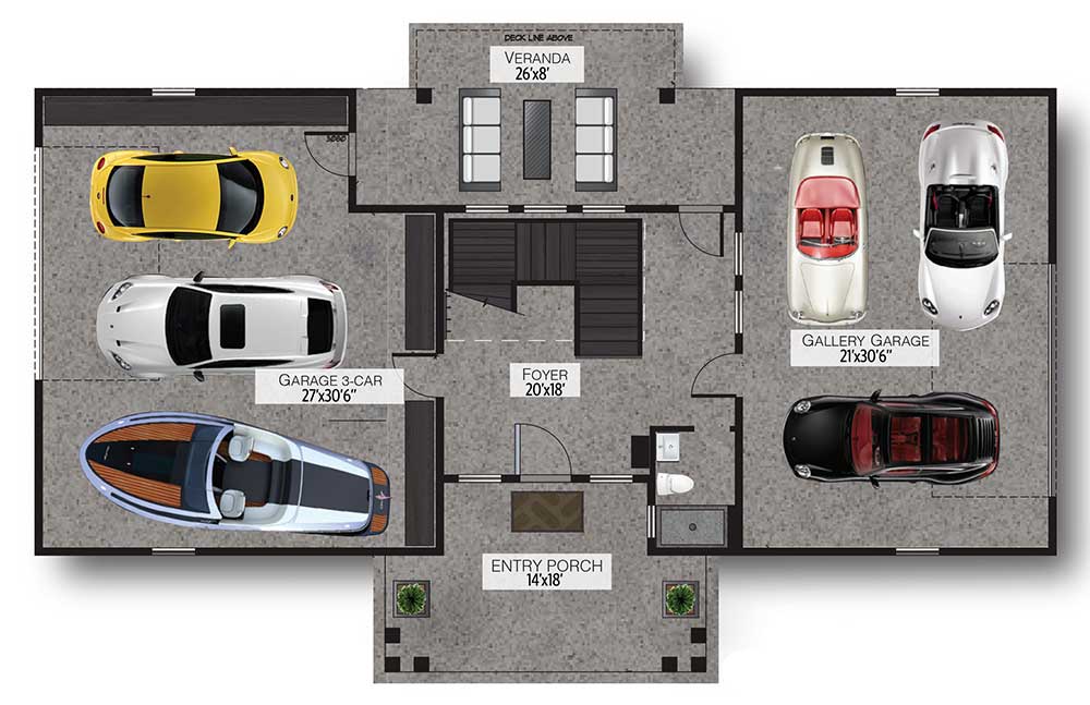 2nd-level floor plan of the vintage country-style barndominium.