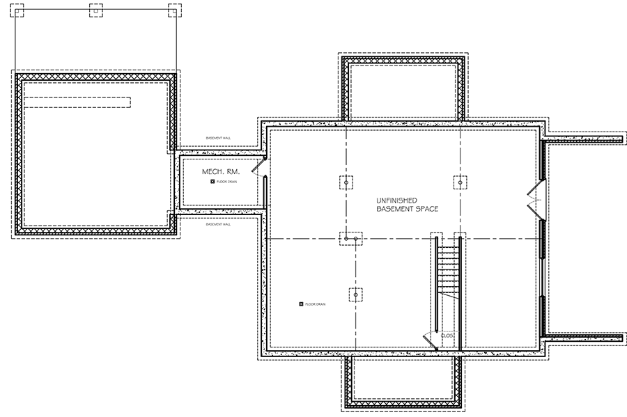 Unfinished basement plan of the  Dreamy 3BHK Country Style House.