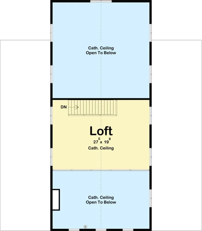 Second-floor of the 3-bedroom 2 story modern farmhouse with a loft and cathedral ceiling that is seen from the first floor from the garage to the great room