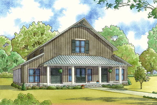 A front view illustration of the Country Style House.