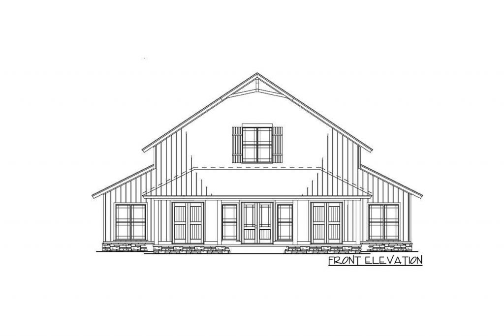Front elevation sketch of the Country Style House.