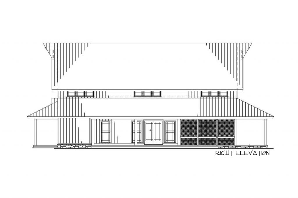 Right elevation sketch of the Country Style House.