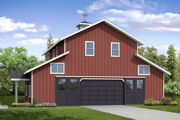 Front view rendering of the Spacious Garage Apartment.