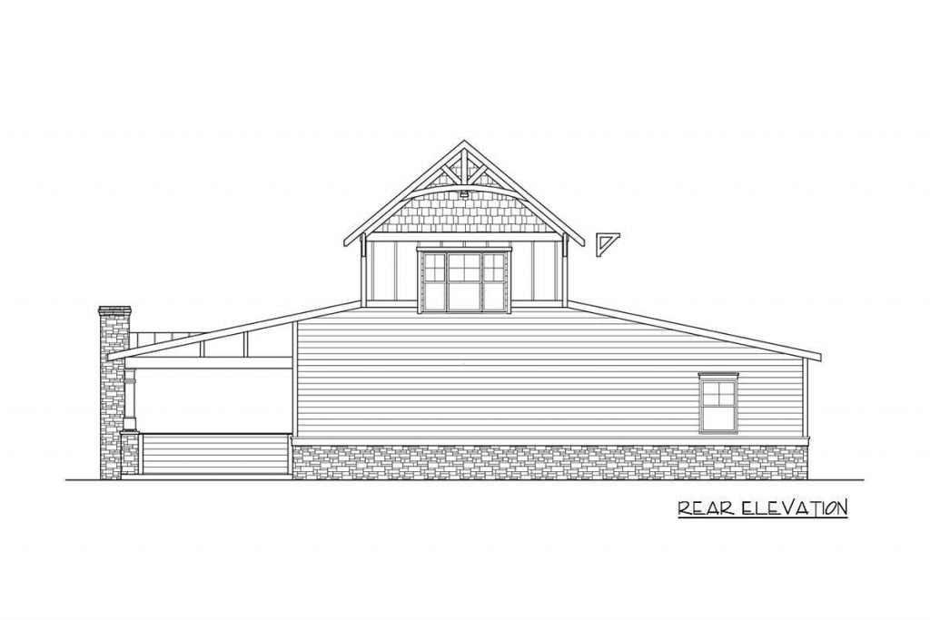 Rear elevation sketch of the Shop or Hobby Garage w/ Outdoor Kitchen.