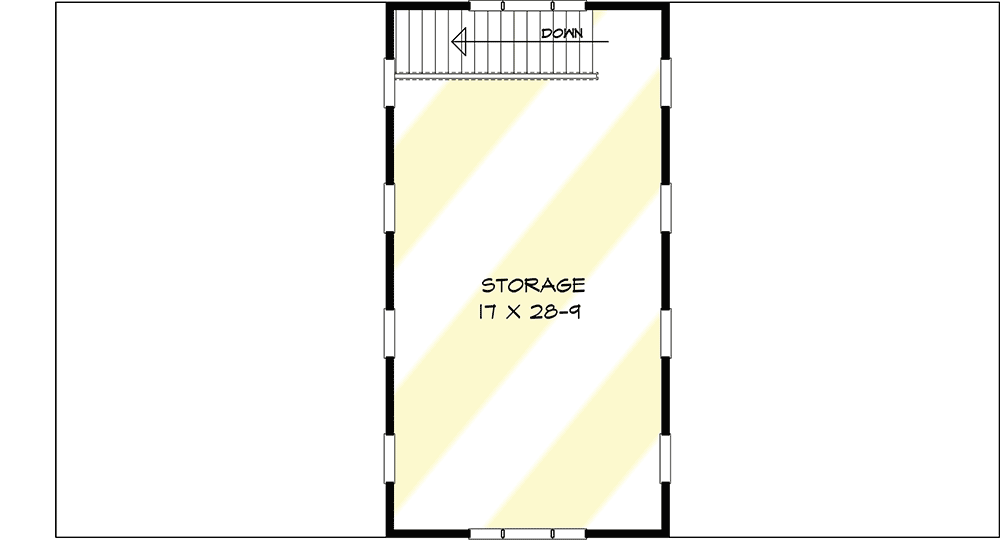 Second level floor plan of the Shop or Hobby Garage with storage area.