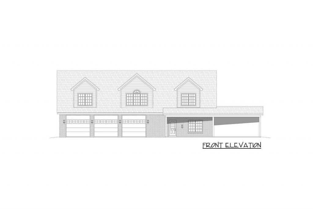 Front elevation sketch of the 5BHK Superior Country Style House.