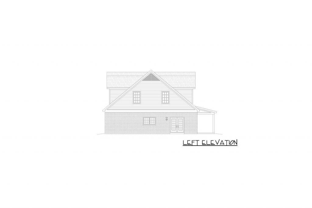 Left elevation sketch of the 5BHK Superior Country Style House.