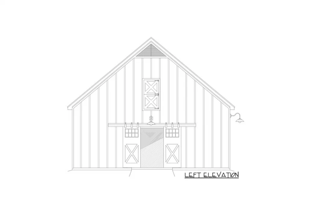 Left elevation sketch of the Large-scale Barn-type Garage House.