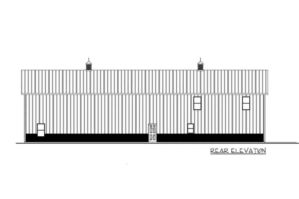 Rear elevation sketch of the Modern Barn.
