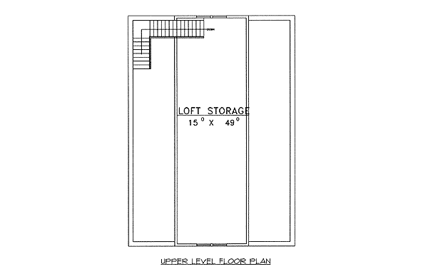Second level floor plan of the Rusty Looking Barn with loft storage