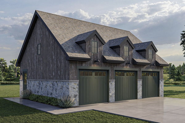 Angled front view of the 1080 Sq. Ft. Detached Barn.