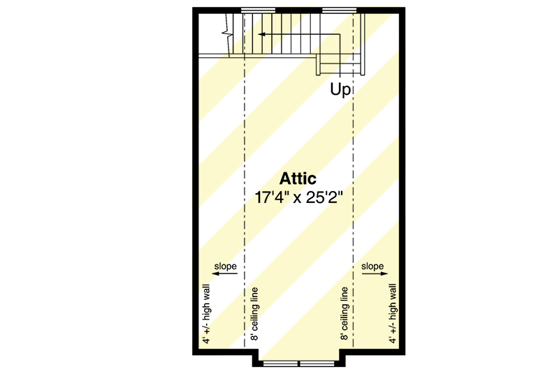 Second level floor plan of the Absolute Economical Barndo with attic.