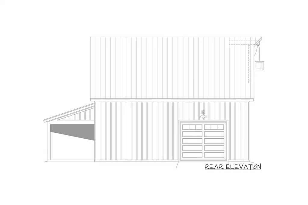 Rear elevation sketch of the High Ceiling Barn for Lift Addition.