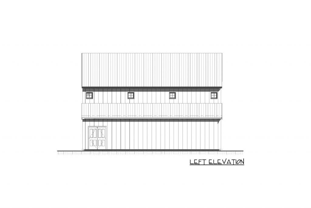 Left elevation sketch of the Efficient Detached Barn.