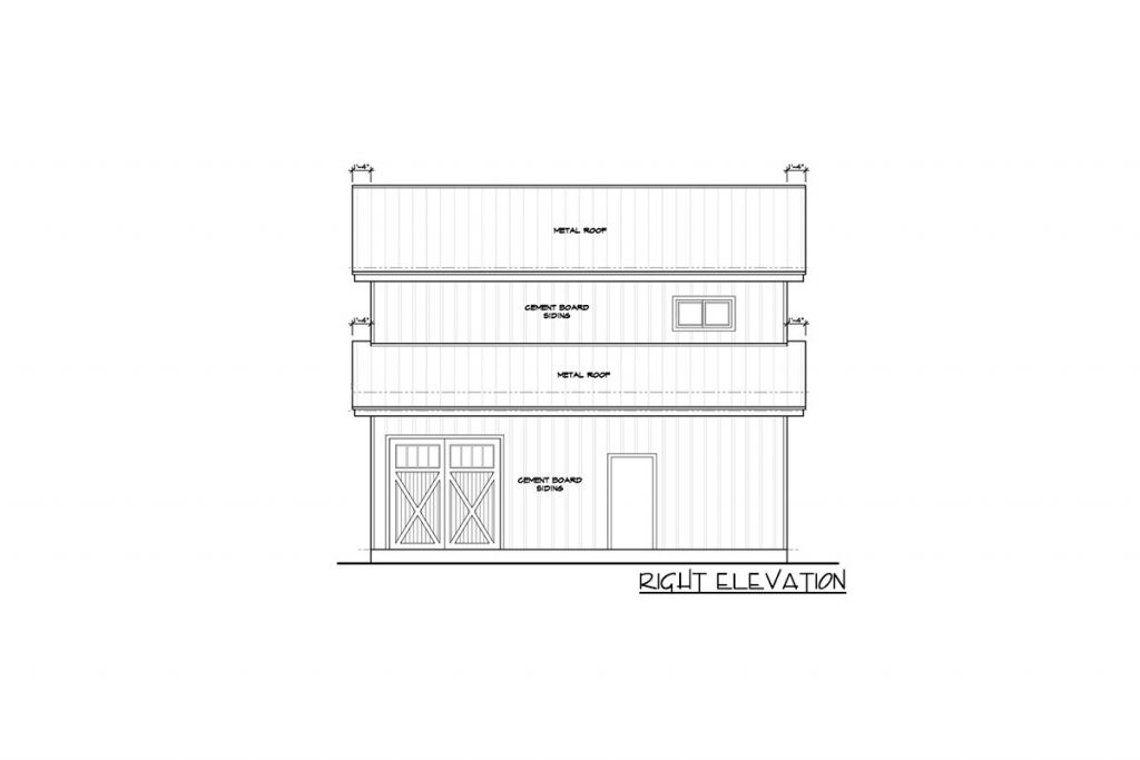 Right elevation sketch of the Detached Studio Apartment.