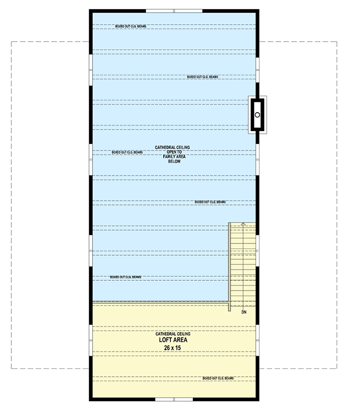Second level floor plan of the 3,187 Sq. Ft. Traditional-style House with loft area.