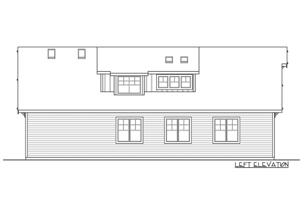Left elevation sketch of the Vast 1BHK Garage Apartment.