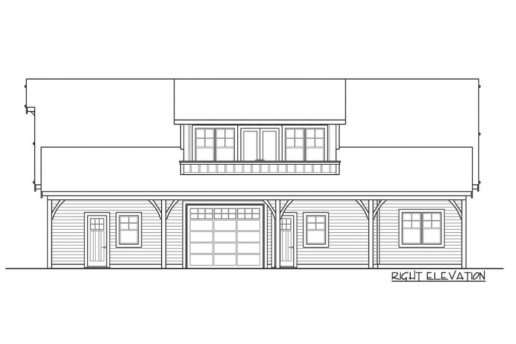Right elevation sketch of the Vast 1BHK Garage Apartment.