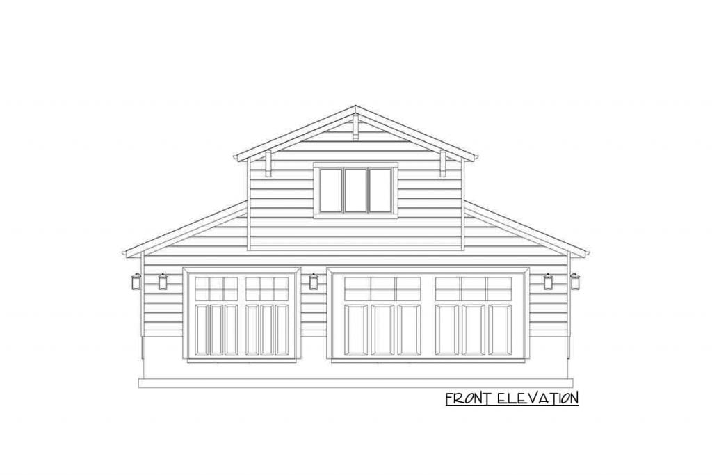 Front elevation sketch of the Efficient 1BHK 880 Sq. Ft. Barndo.