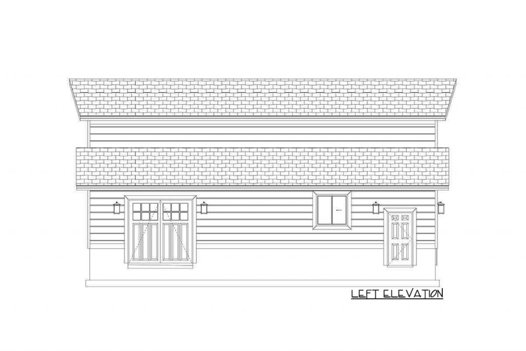 Left elevation sketch of the Efficient 1BHK 880 Sq. Ft. Barndo.