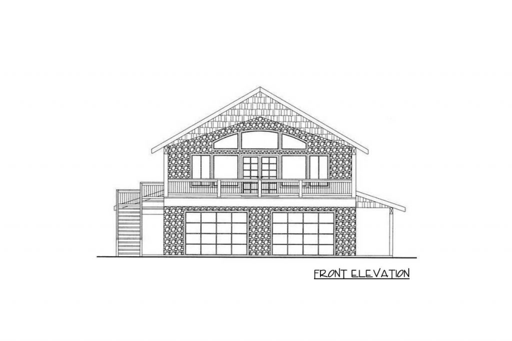 Front elevation sketch of the Dense 1,999 Sq. Ft. Garage Apartment.