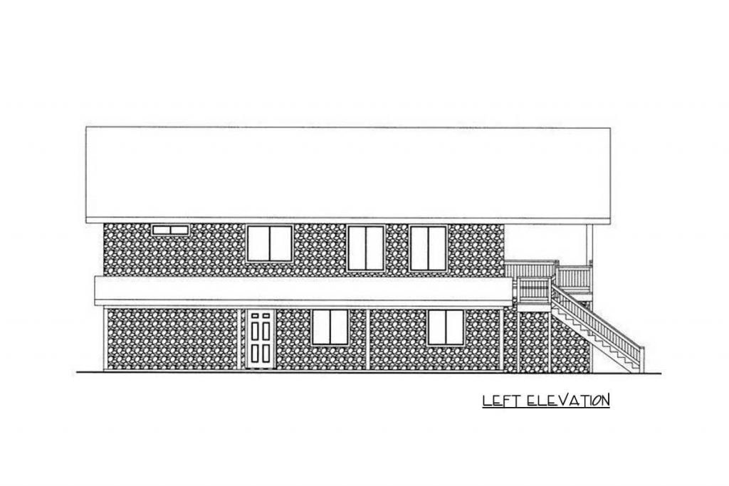 Left elevation sketch of the Dense 1,999 Sq. Ft. Garage Apartment.