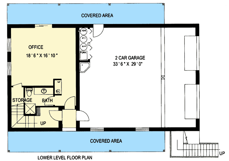 Second level floor plan of the Dense 1,999 Sq. Ft. Garage Apartment with a 2-car garage, and a home office.