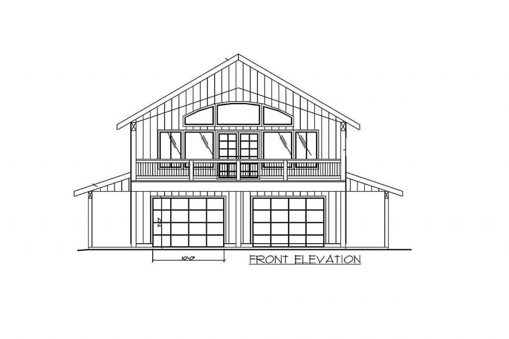 Front elevation sketch of the Endearing 1,901 Sq. Ft. Compact Farmhouse.